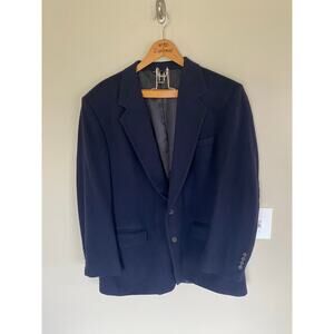 Vtg USA 46? Navy Blue 100% Cashmere Mens Blazer Jacket Sport Coat Lord & Taylor
